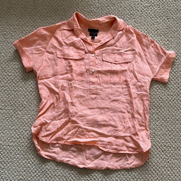 J. Crew Baird McNutt Irish Linen Pink Half Button Down 0 - Picture 1 of 3